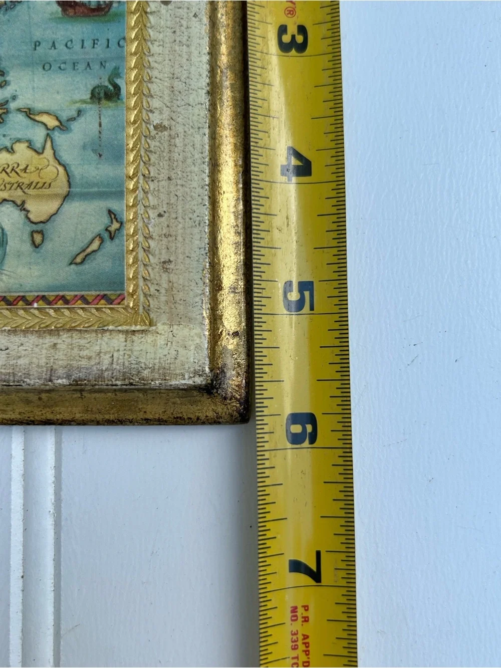 Vintage Map Sears World Accent Plaque Blue Cream Gold Gallery Wall 6x8